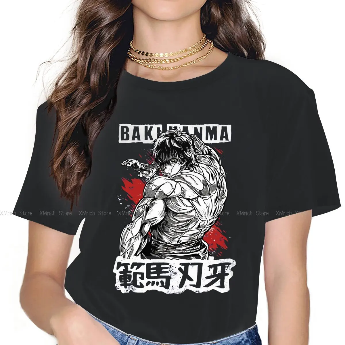 

Cool Women Clothing Grappler Baki Hanma Yujiro Dou Manga Graphic Female Tshirts Vintage Grunge Loose Tops Tee Kawaii Girls