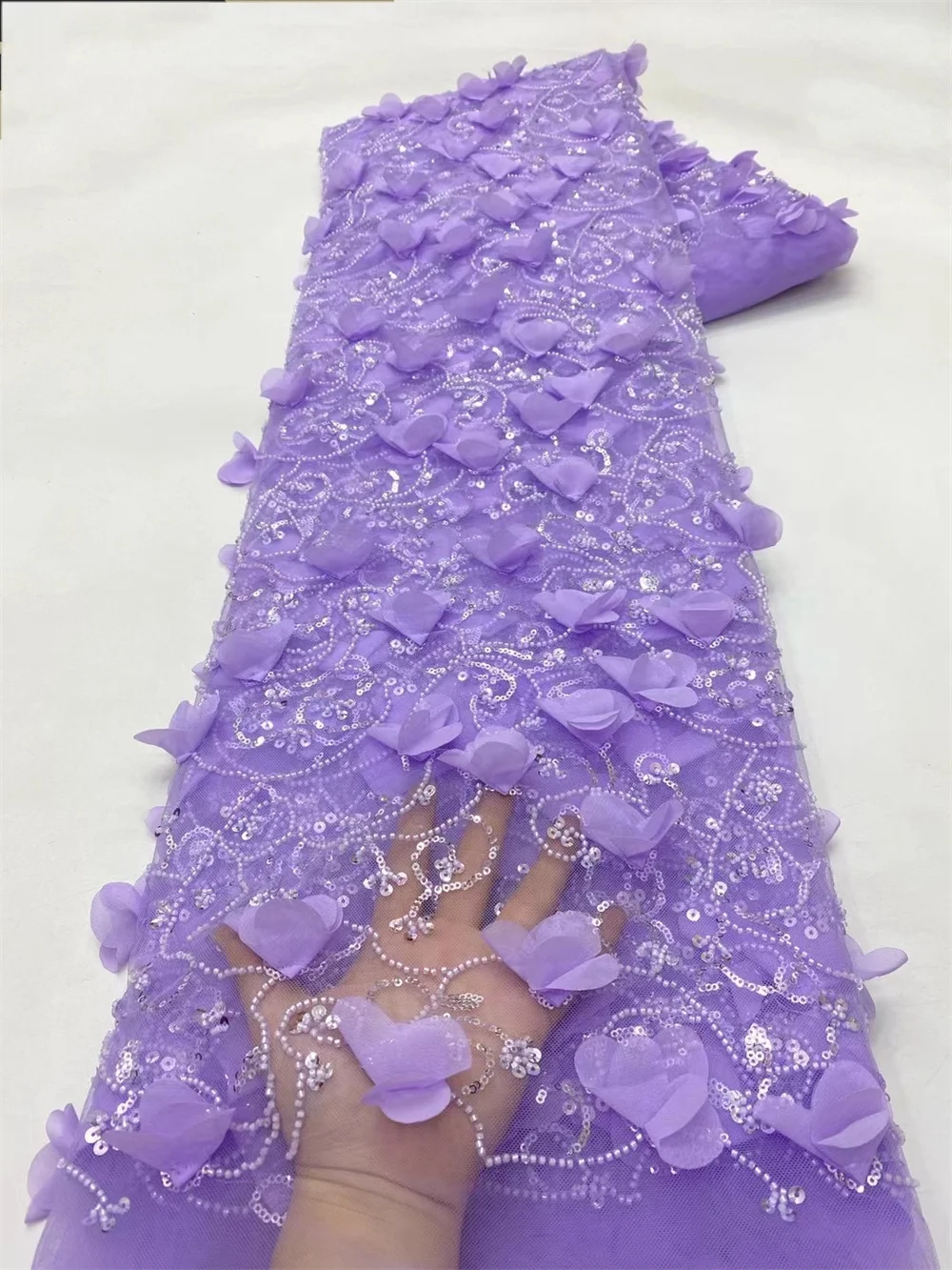 Африканская 3D кружевная ткань 2024 новейшая розово-красная индийская сари