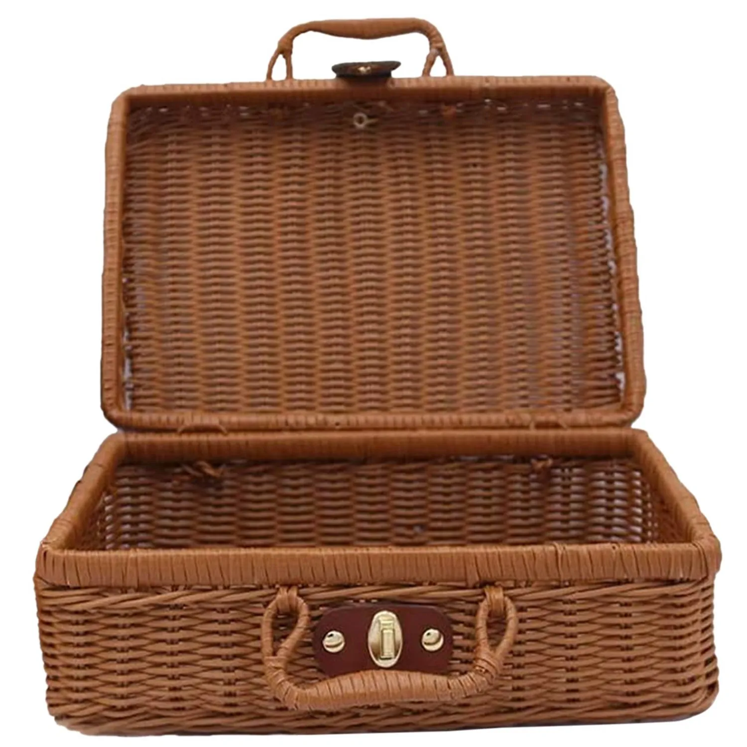 

Picnic Basket Woven Wicker Vintage Suitcase Woven Storage Basket Rattan Storage Case Picnic Weave Laundry Basket B