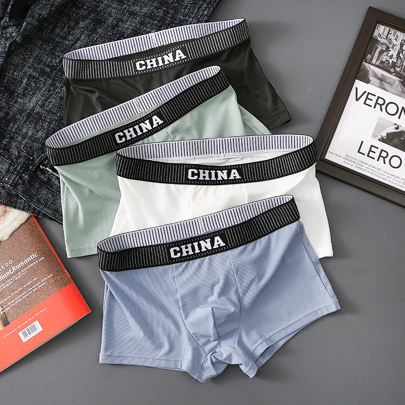 4PCS Boxer Male Panties Men's Underwear Boxers Breathable Sexy Man Boxer Solid Underpants Comfortable BoxerShorts Lot Wholesale