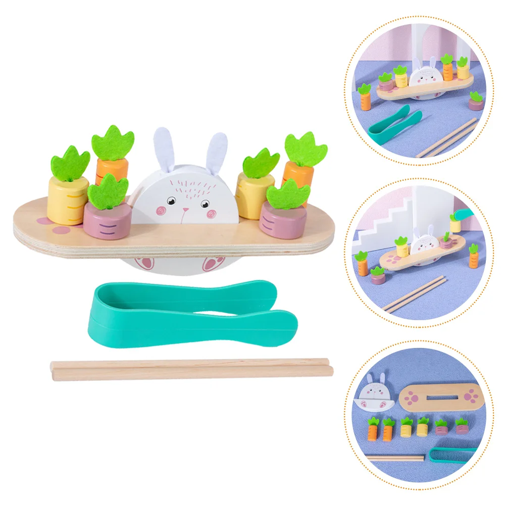 

1 Set Rabbit Radish Balance Game Sensory Children Wooden Kids Gift