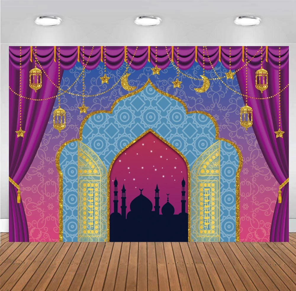 

Jasmine Mosque Backdrop Aladdin Curtain Happy Birthday Party Baby Shower Photography Background Photo Banner Decor