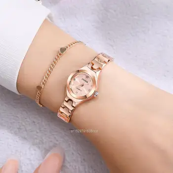 Fashion Women Watches Rose Gold Luxury Stainless Steel Qualities Small Ladies Wristwatches Diamond Female Bracelet Watch Gifts 1
