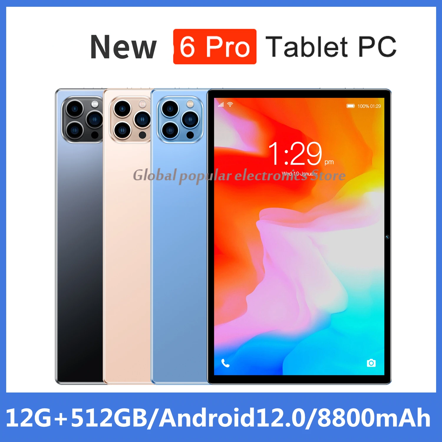 

2023 New Global Version Android 11.0 Original tablet 12G+512GB Tablets 10.1 Inch Tablet PC 5G Dual SIM Card Wifi Tab Computer