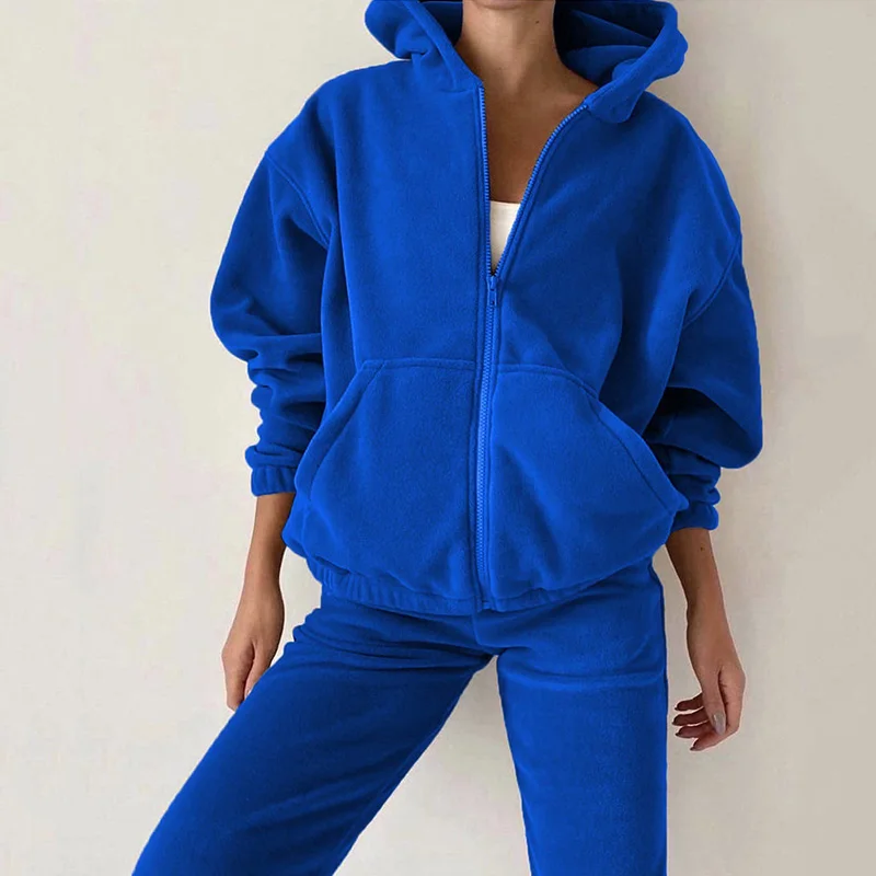 

Women 2022 y2k Autumn Winter Fashion Hooded Zipper Outerwear And Harem Pant Suit Female Casual Tracksuit Two Piece Sets