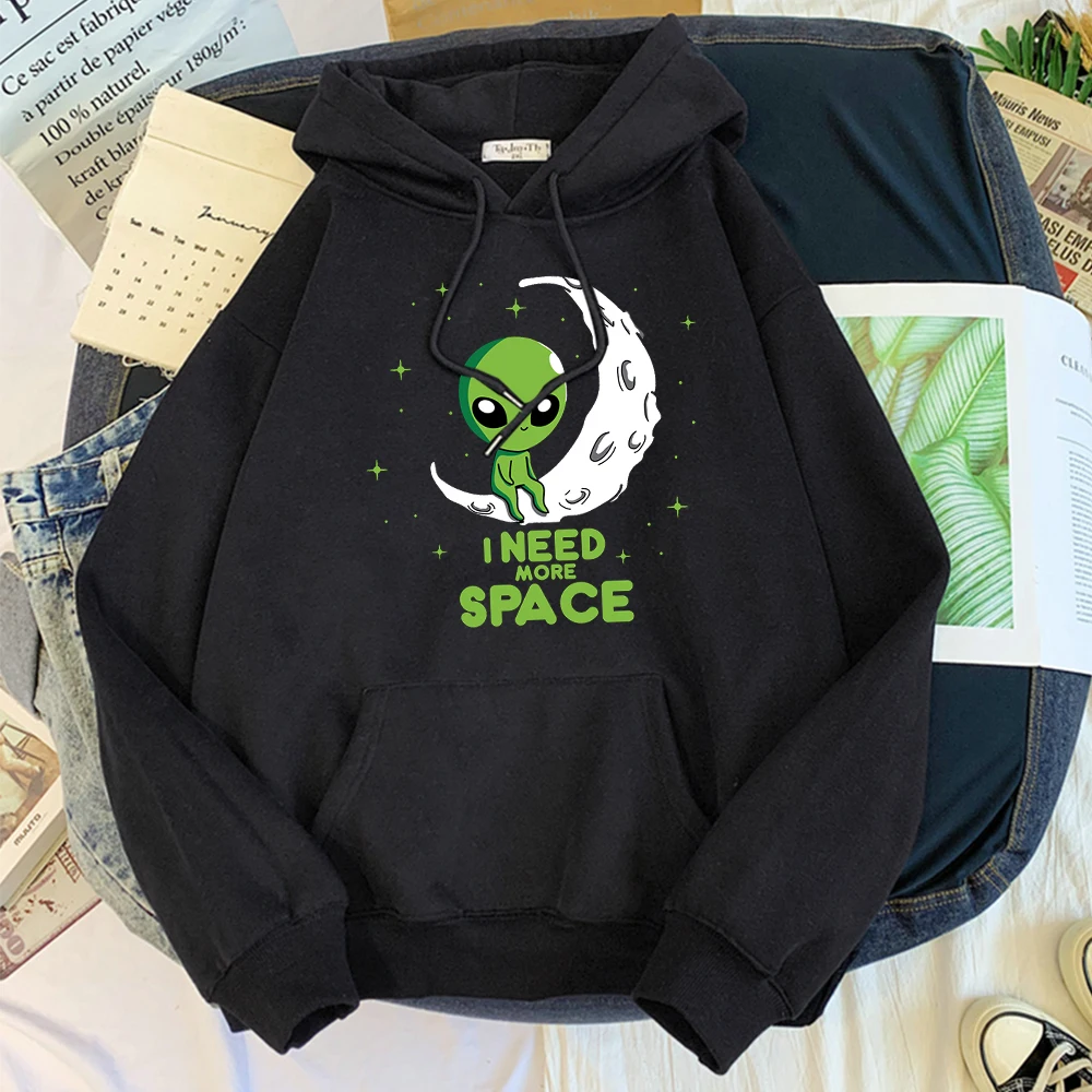 

Толстовка мужская с мультяшным зеленым инопланетянином, мне нужно больше пространства, спортивный костюм для мужчин, Повседневная модная т...