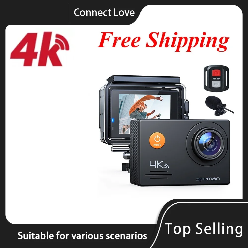 

Экшн-камера A79 4K 20MP с внешним микрофоном 2,4G с дистанционным управлением Vlog Camcorder