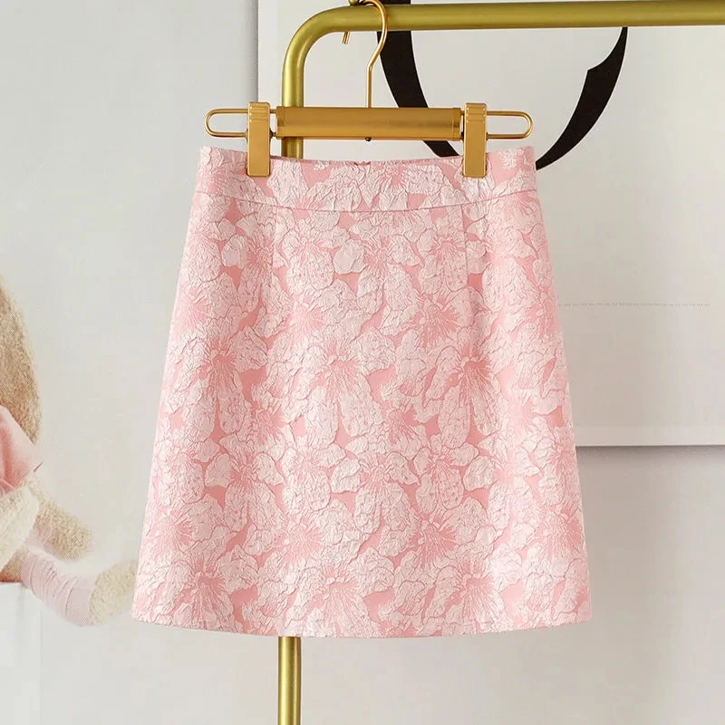 

Нежная Милая Жаккардовая юбка для женщин, новая темпераментная корейская мода, тонкая облегающая юбка с высокой талией для ягодиц, короткие летние юбки с цветочным принтом