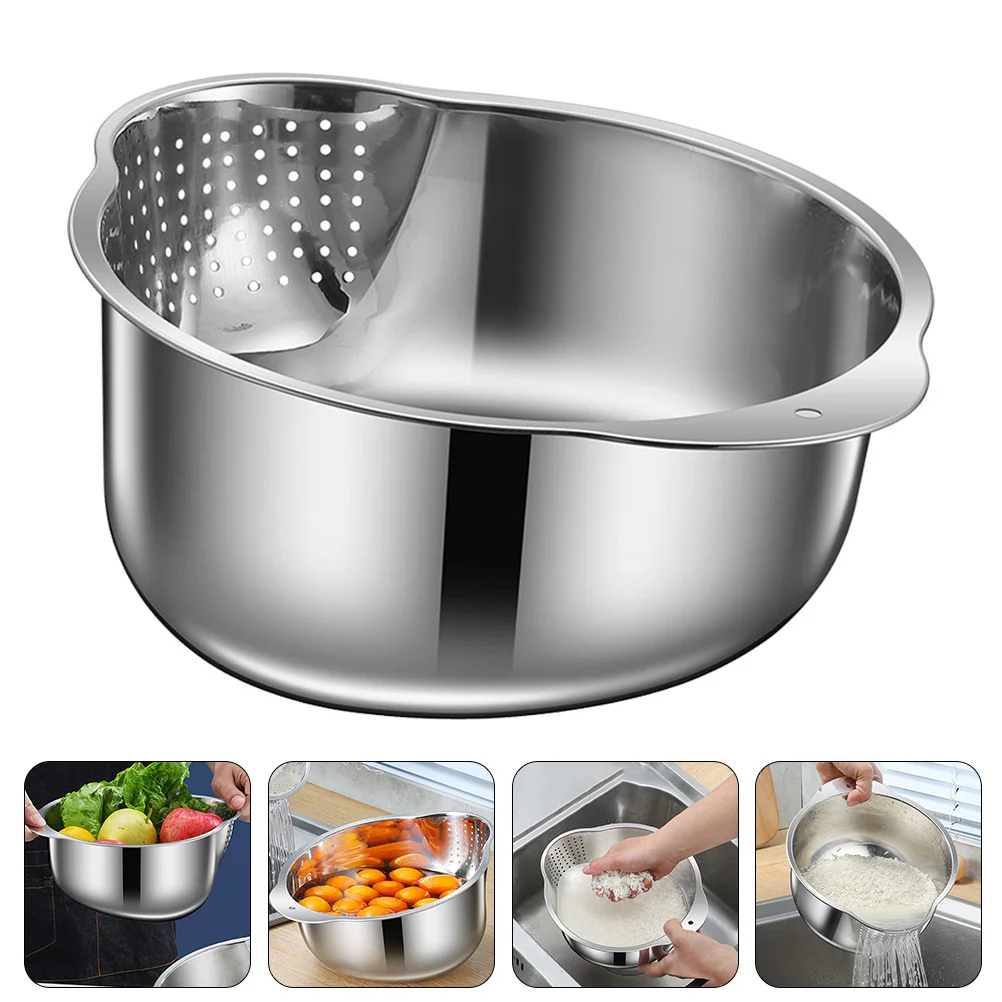 

Stainless Steel Rice Washing Sieve Small Mesh Strainer Basket Metal Sifter Vegetable Washer Sink Cleaner