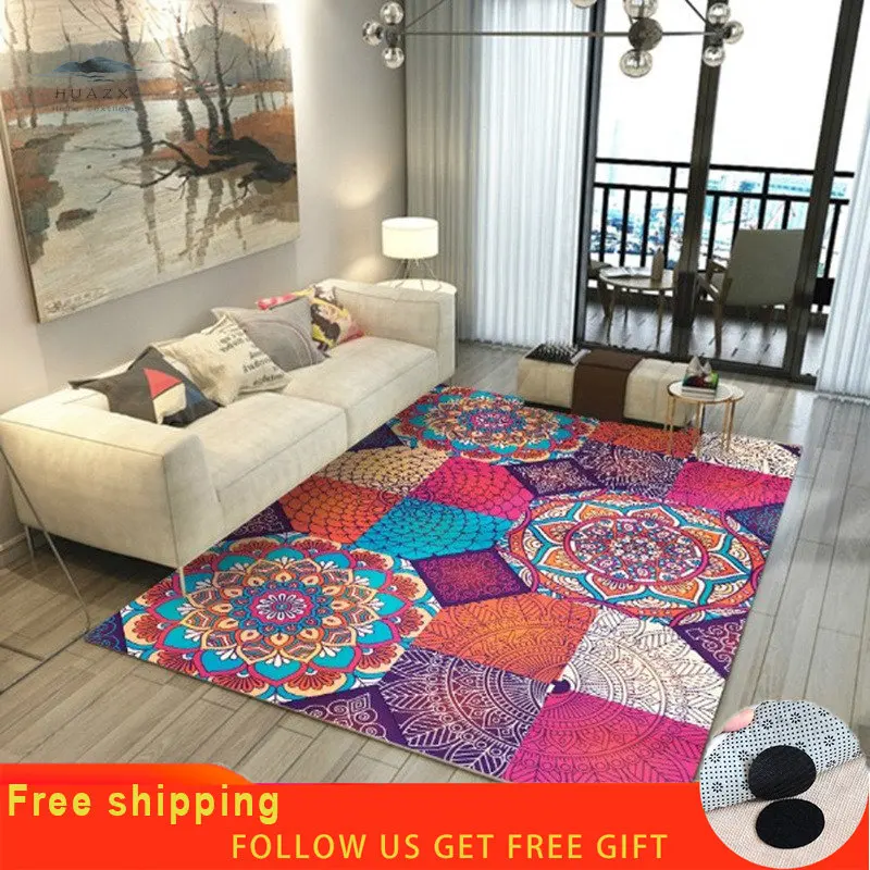 

Retro Ethnic Style Carpet for Living Room Coffee Table Bedroom Mat Nordic Bohemian Rug Parquet Decorative Home Decoration Luxury