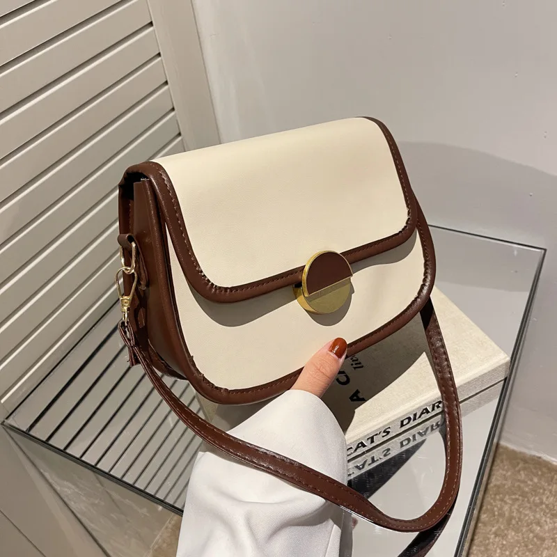 

Contrast Color Saddle Bag Women's 2022 Spring New Trendy Fashion Retro Armpit Bag Ins One Shoulder Messenger Small Square Bag