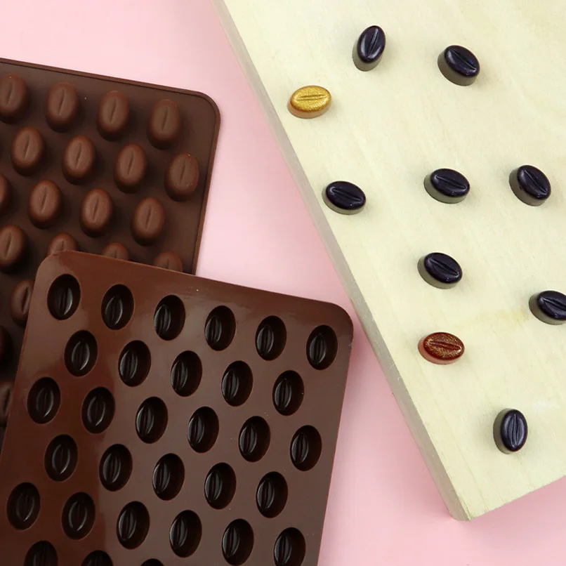 

New Arrival High Quality Silicone 55 Cavity Mini Coffee Beans Chocolate Sugar Candy Mold Mould Cake Decor E082