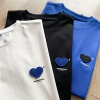 2022 summer ader new heart shaped embroidery tees menwomen t shirt top quality fashion solid error ader cotton graphic t shirts