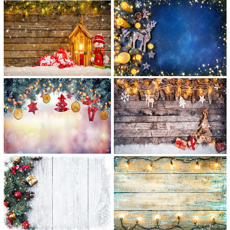 

SHUOZHIKE Christmas Wooden Planks Theme Photography Background Snowman Portrait Backdrops For Photo Studio Props SDMB-07