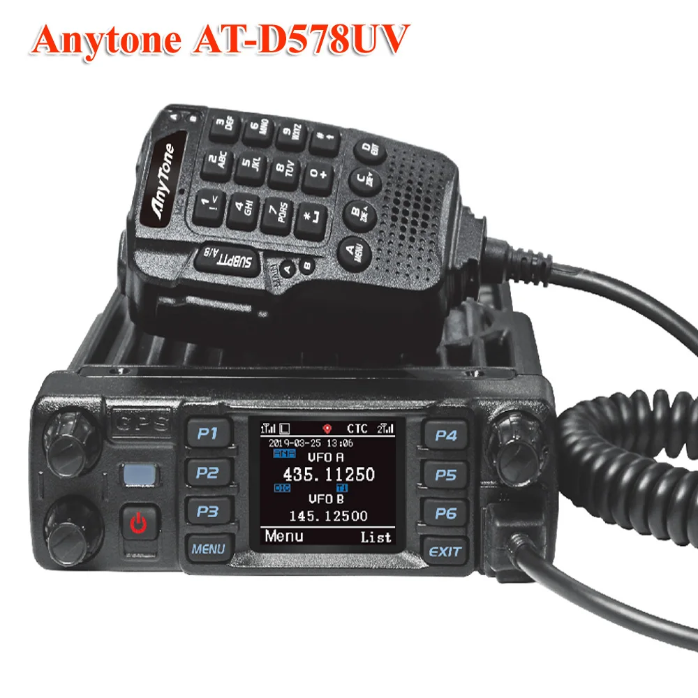 

Цифровой радиоприемник Anytone AT-D578UV PRO 50 Вт DMR, Двухдиапазонная UHF VHF рация с GPS APRS, беспроводная автомобильная Портативная радиостанция PTT