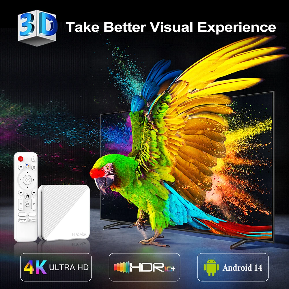 Смарт ТВ Box 4K 2 ГБ ОЗУ 8 ГБ/16 ПЗУ Set Top Android 14.0 WiFi BT H313
