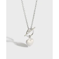 yh056 korean edition s925 sterling silver necklace ins niche frosted heart shaped ring necklace personality collarbone necklace