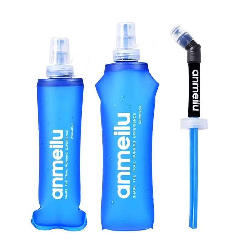 

250ml/500ml TPU Soft Folding Water Bottles TPU Collapsible Flask Drinking Mugs For Outoor Camping Running Hydration