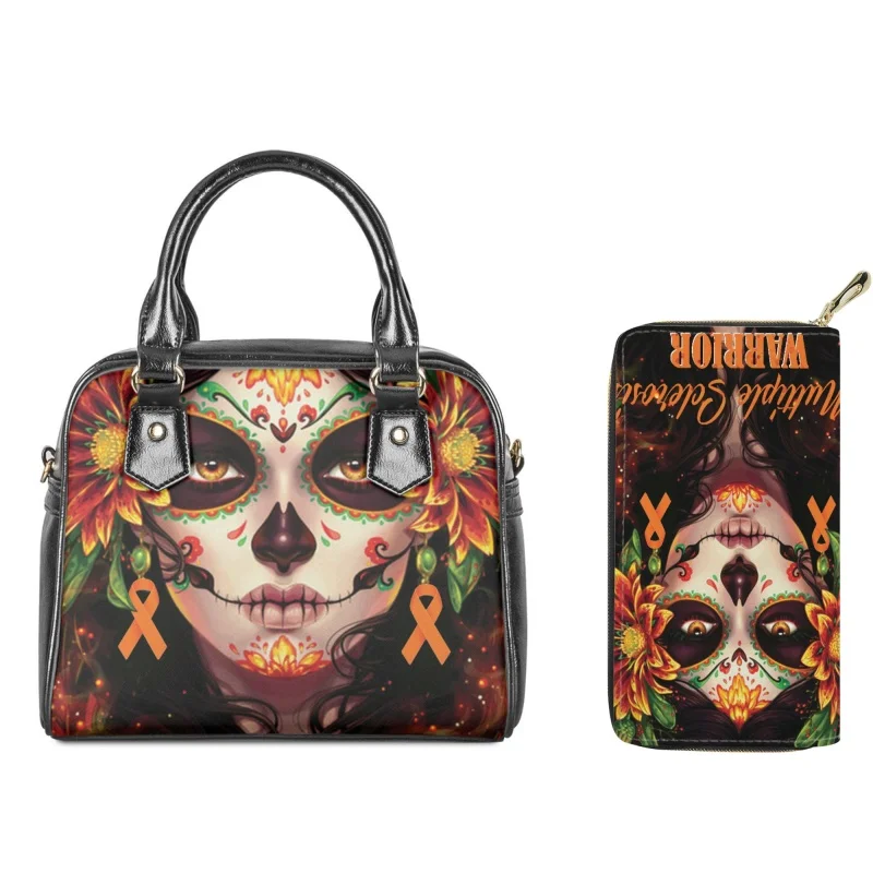 

Twoheartsgirl Handbag Crossbody Bags Catrina Calavera Sugar Skull Girls Print Tote Bag for Women Portable PU Messenger Sac Purse