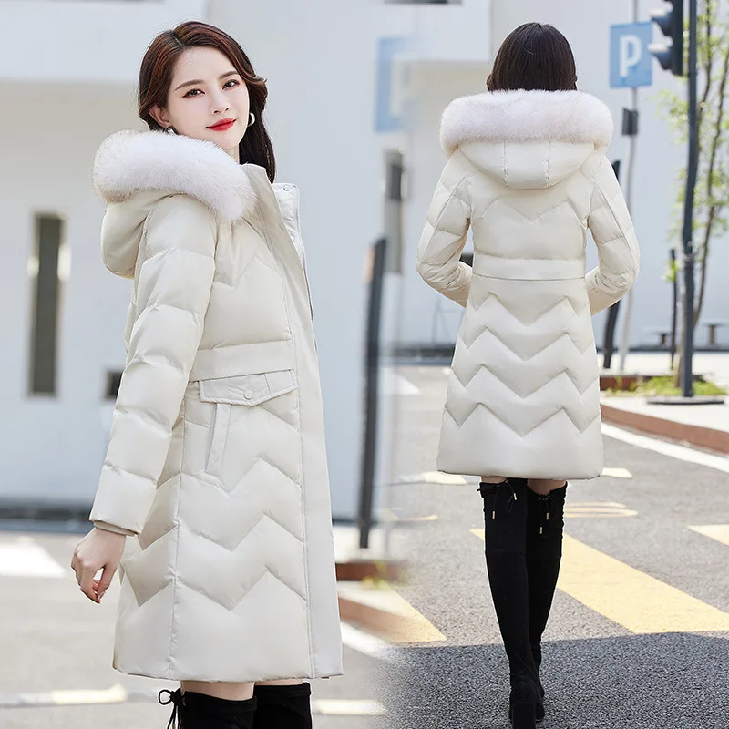 A New Long White Eiderdown Hooded Down Jacket for Women with Slim and Warm Fur Collar Is Popular In Winter 2022 Coat Women