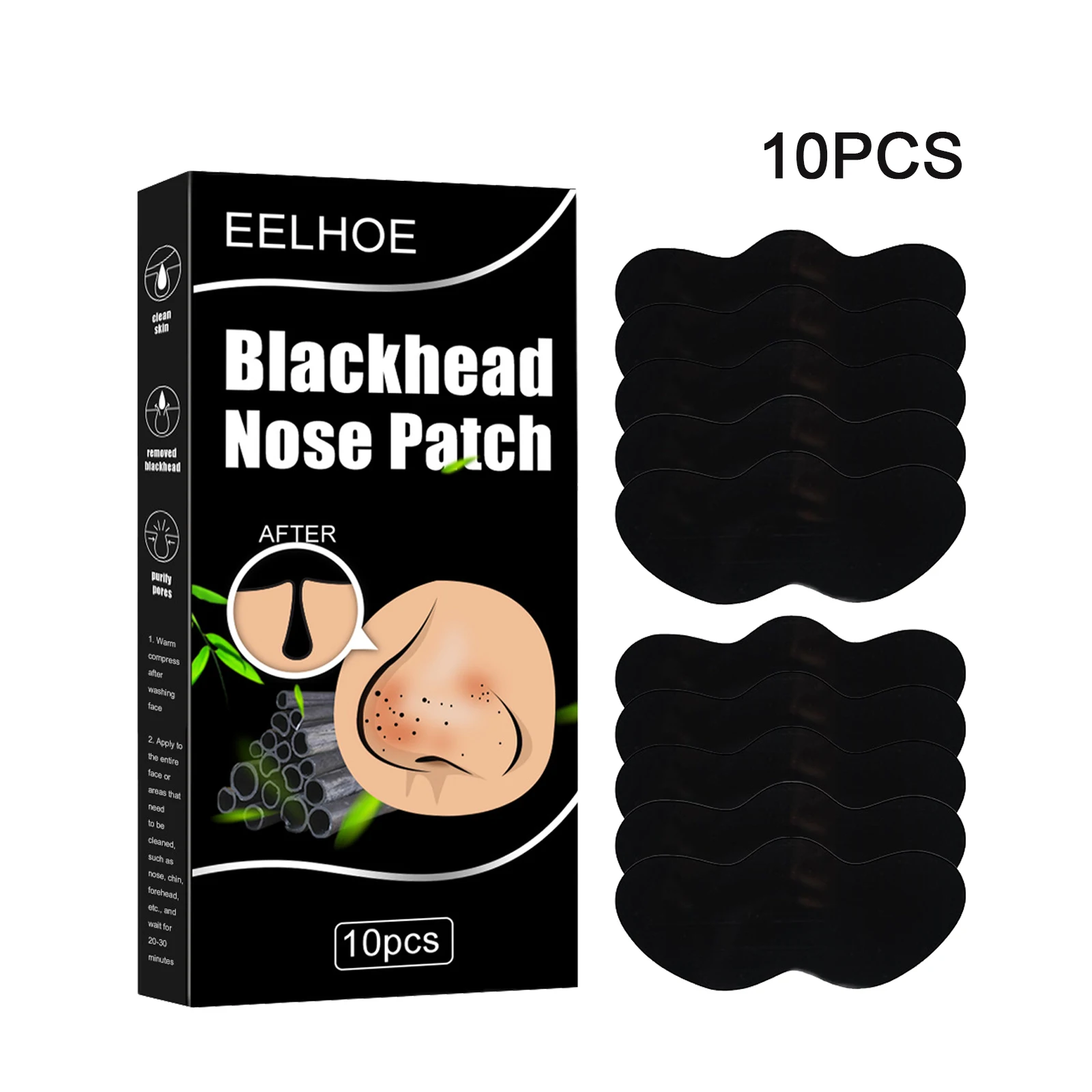 10 PCS Nose Blackhead Remover Mask Deep Cleansing Skin Care Shrink Pore Acne Treatment Mask Nose Black Dots Pore Clean Strips