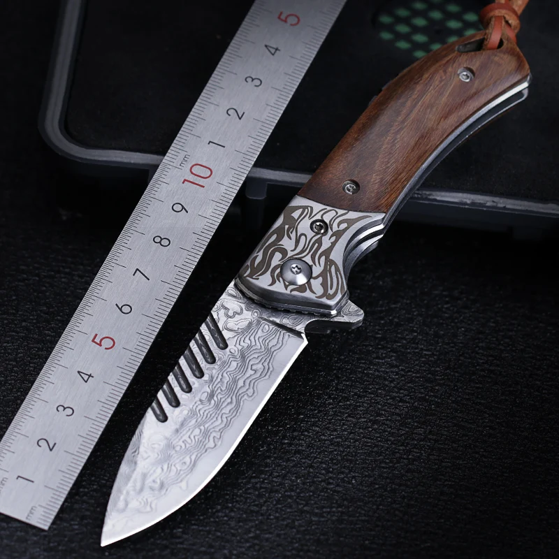 

Damascus Steel Knife Outdoor a Folding Knife High Hardness Self-Defense Knife Jutian Portable Fruit Knife Folding Knife