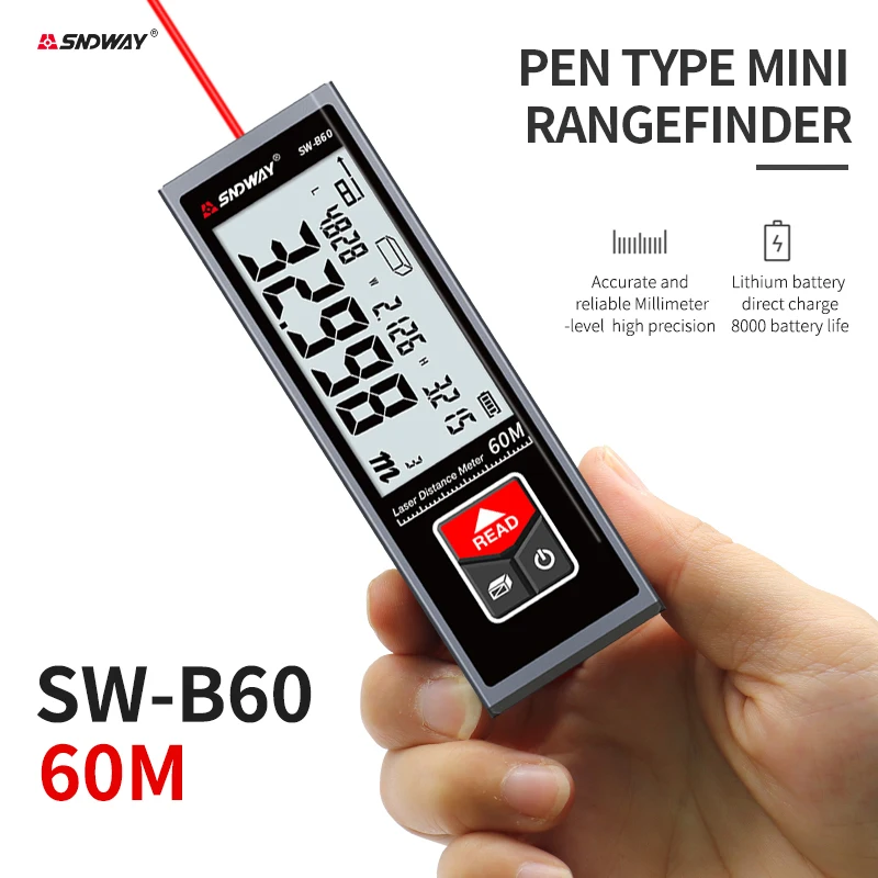 SNDWAY Digital Laser Tape Measure 40M Laser Rangefinder Accurate Distance Meter Construction Roulette Trena Lazer Range Finder