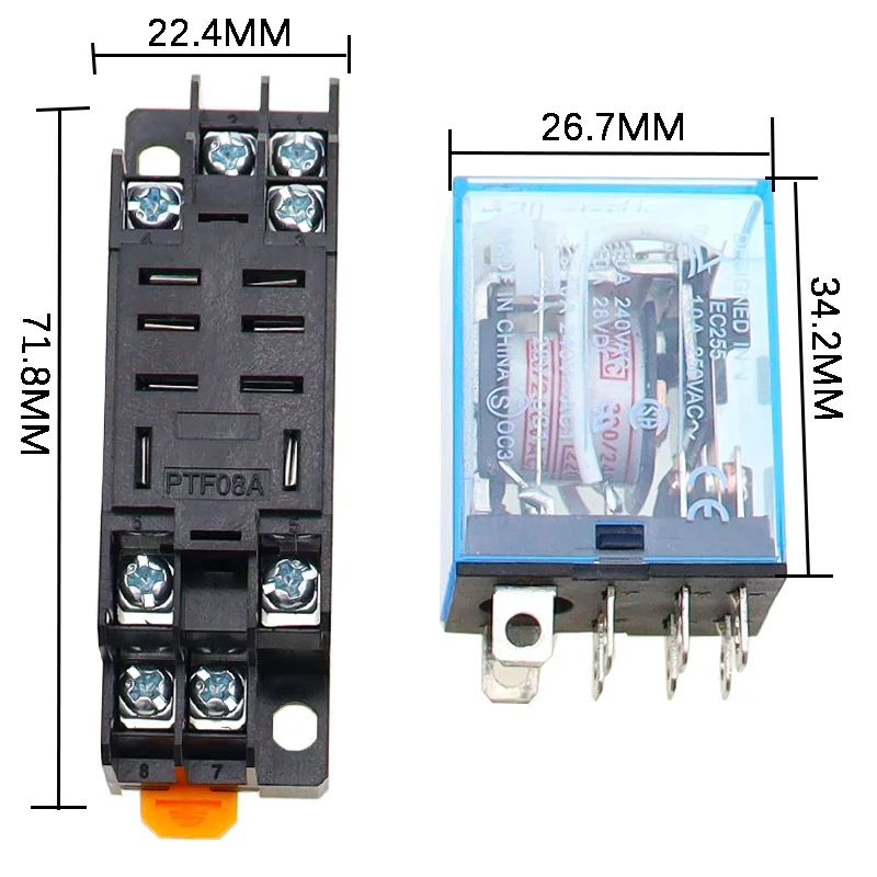 

1 шт. LY2NJ HH62P электронное мини-электромагнитное реле 10A 8PIN катушка DPDT DC12V,24V AC110V 220V с основанием PTF08A реле микро реле