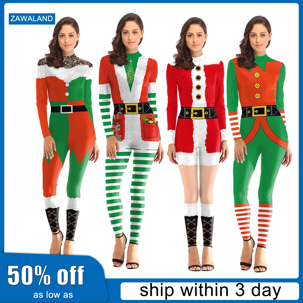 

Zawaland Woman Catsuit Christmas Costume Jumpsuit Suit Halloween Carnival Party Bodysuit Cosplay Anime Clothes 3D Print Garment