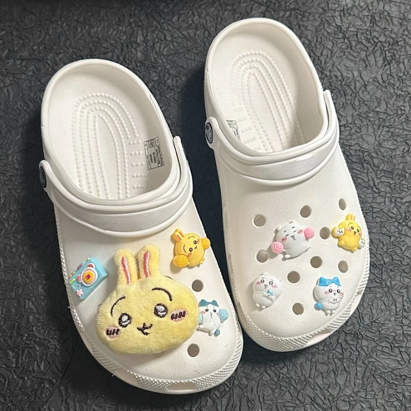 Kawaii Chiikawas Usagi обувь цветок мультфильм Hachiwares Сабо Пряжка Лето Новые милые тапочки