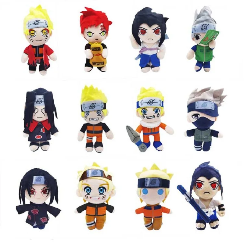 23-30cm Naruto Japan Anime Plush Toys Naruto Uchiha Itachi Kakashi Sasuke Gaara Cute Figure Stuffed Dolls Pendant Kids Xmas Gift
