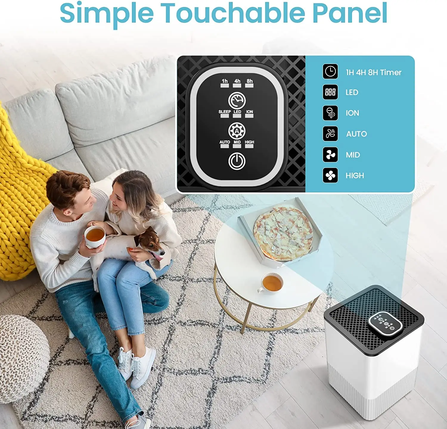 HEPA умный ионизатор активированного угля очиститель воздуха A8 для дома с