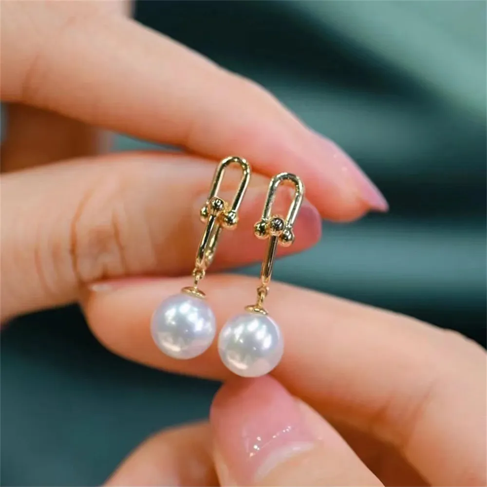 

DIY Pearl Earnail Accessories S925 Sterling Silver Jewelry Gold Earrings Women's Empty Fit 7-10mm Beads
