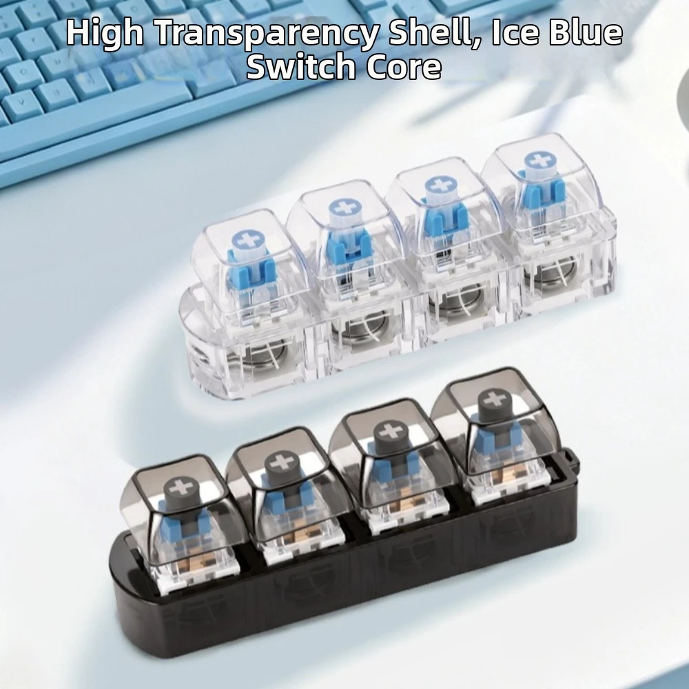 Фото Брелок-клавиатура с 4 клавишами и LED-подсветкой, прозрачный, с четким тактильным откликом, механические переключатели, износостойкий №2