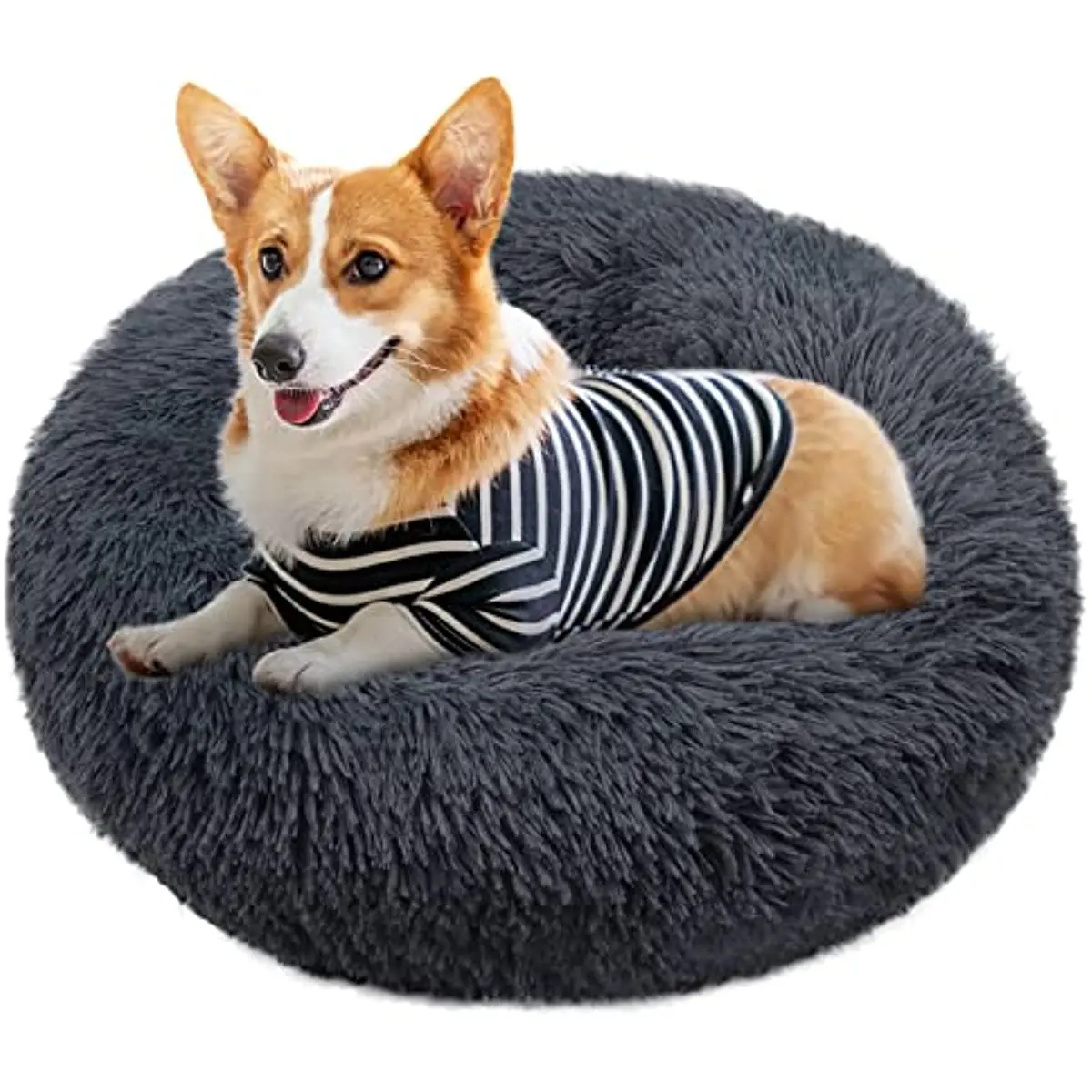 

Кровать для больших собак, Пончики из искусственного меха, мягкая кровать для кошек из пушистого плюша, теплая круглая кровать для домашних ...