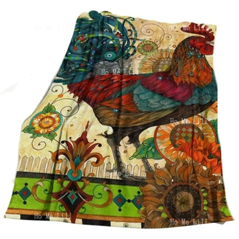 

Colorful Visual Effect The Chicken Rooster Flannel Blanket Ultra Soft Warm Throw For Couch Bed Home Travel Camping Applicable