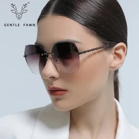2022 fashion rimless square sunglasses women luxury brand designer glasses vintage gradient eyeglasses shades female uv400 zs 76