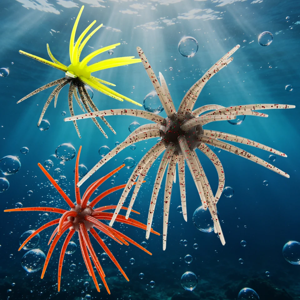 Фото Мягкие приманки WALK FISH из ТПЭ в форме морского ежа, 3 шт./лот, 10 см, 9 г, силиконовые рыболовные приманки для ловли леща, мандаринового окуня, тилапии, форели, морского окуня №1