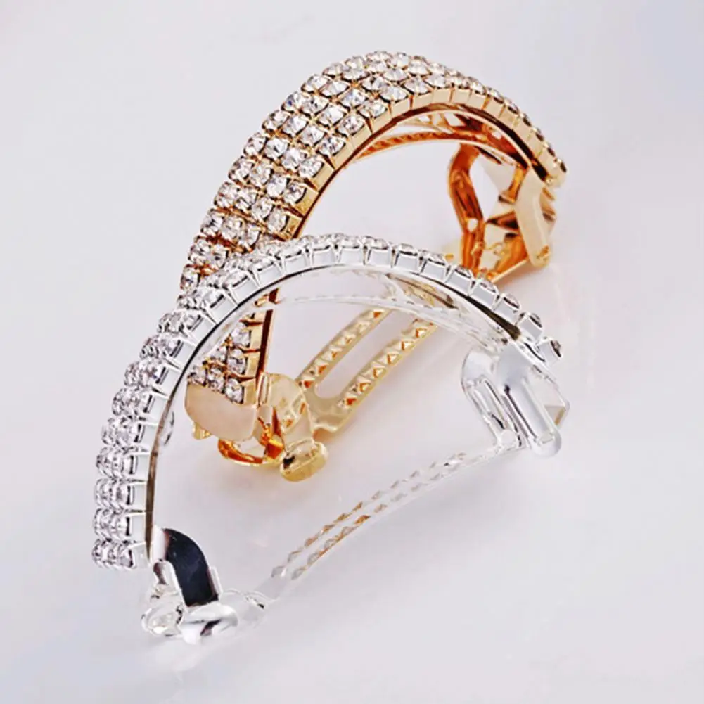 

Eye-catching 2 Colors Shiny Rhinestones Strong Spring Hair Clip for Party
