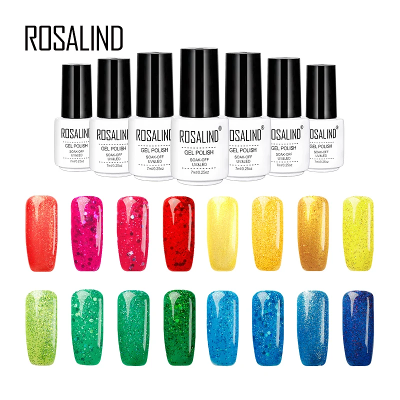 

ROSALIND Long Lasting Gel Varnish Art Nail Polish 7ML Lacquer Gel Diamond Gitter Gel Semi Vernis Permanent Nail Polish UV LED