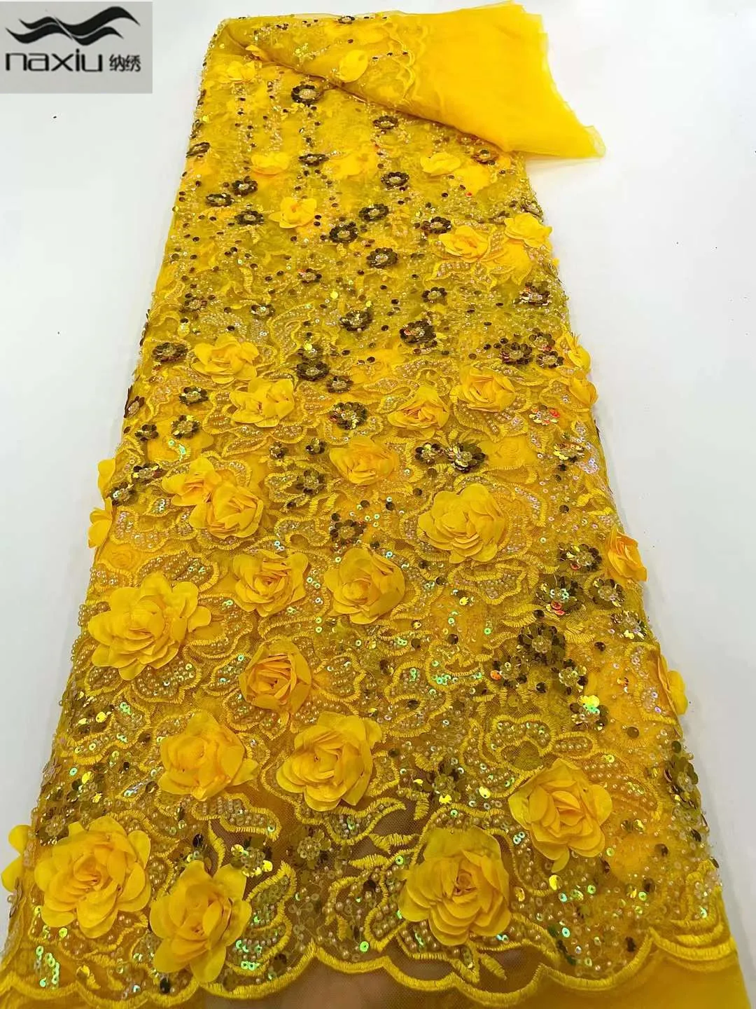 

Madison African Lace Fabric 2022 5 Yards Embroidery Nigerian 3D Flower Lace Groom Bridal Lace Fabric Luxury Quality For Wedding