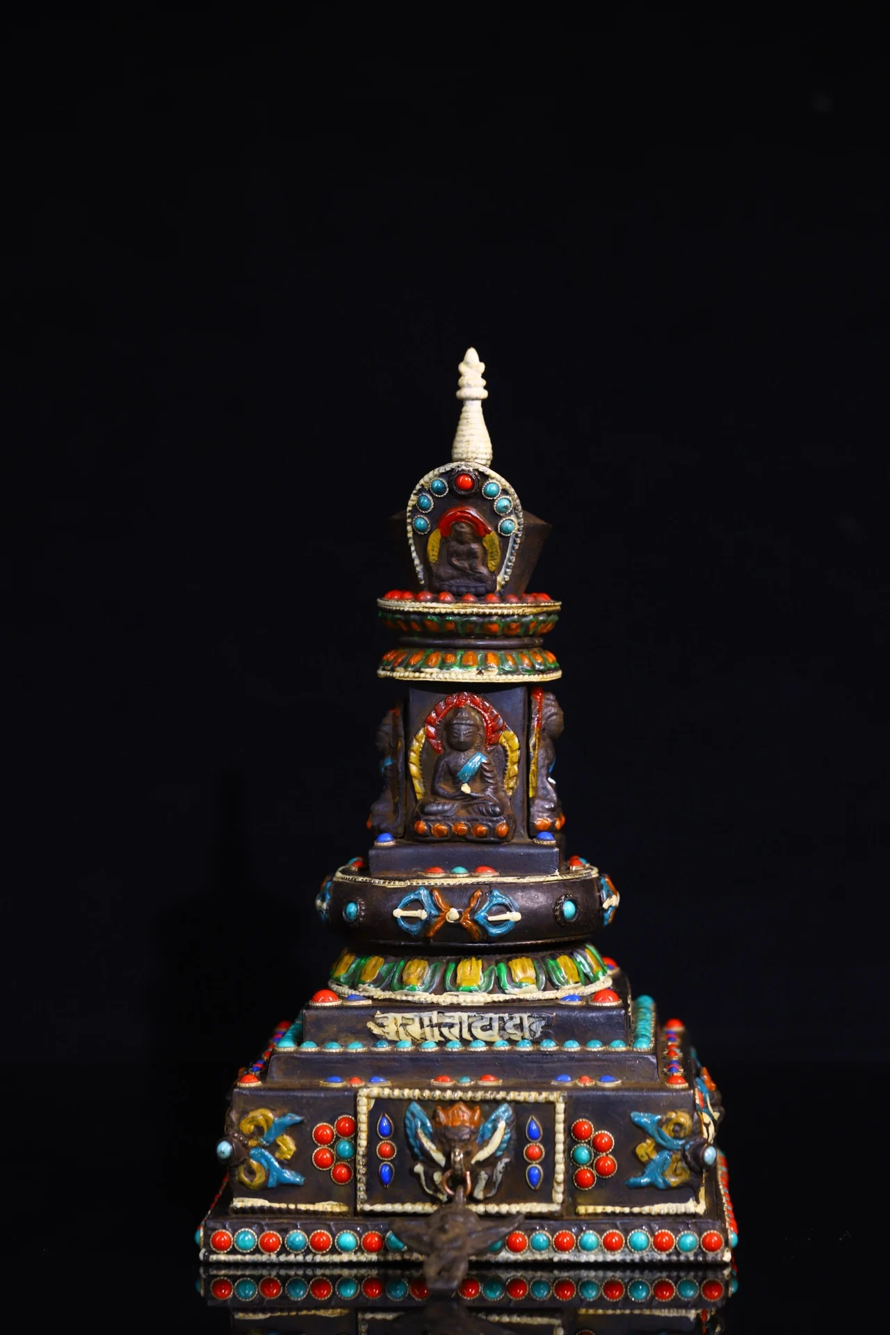 

Коллекция тибетских храмов 12 дюймов, бронзовые окрашенные буддийские символы, зеркальная чаша, молитвенная Чаша, волшебное оружие, городск...