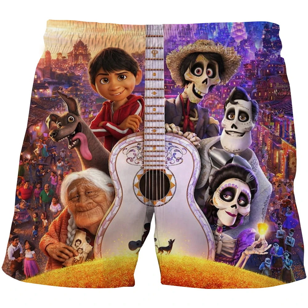 Disney's Coco Summer Swimming Trunks 3D Printing Casual Beach Pants Fitness Street Men's Comfortable Shorts Fashion sports pants