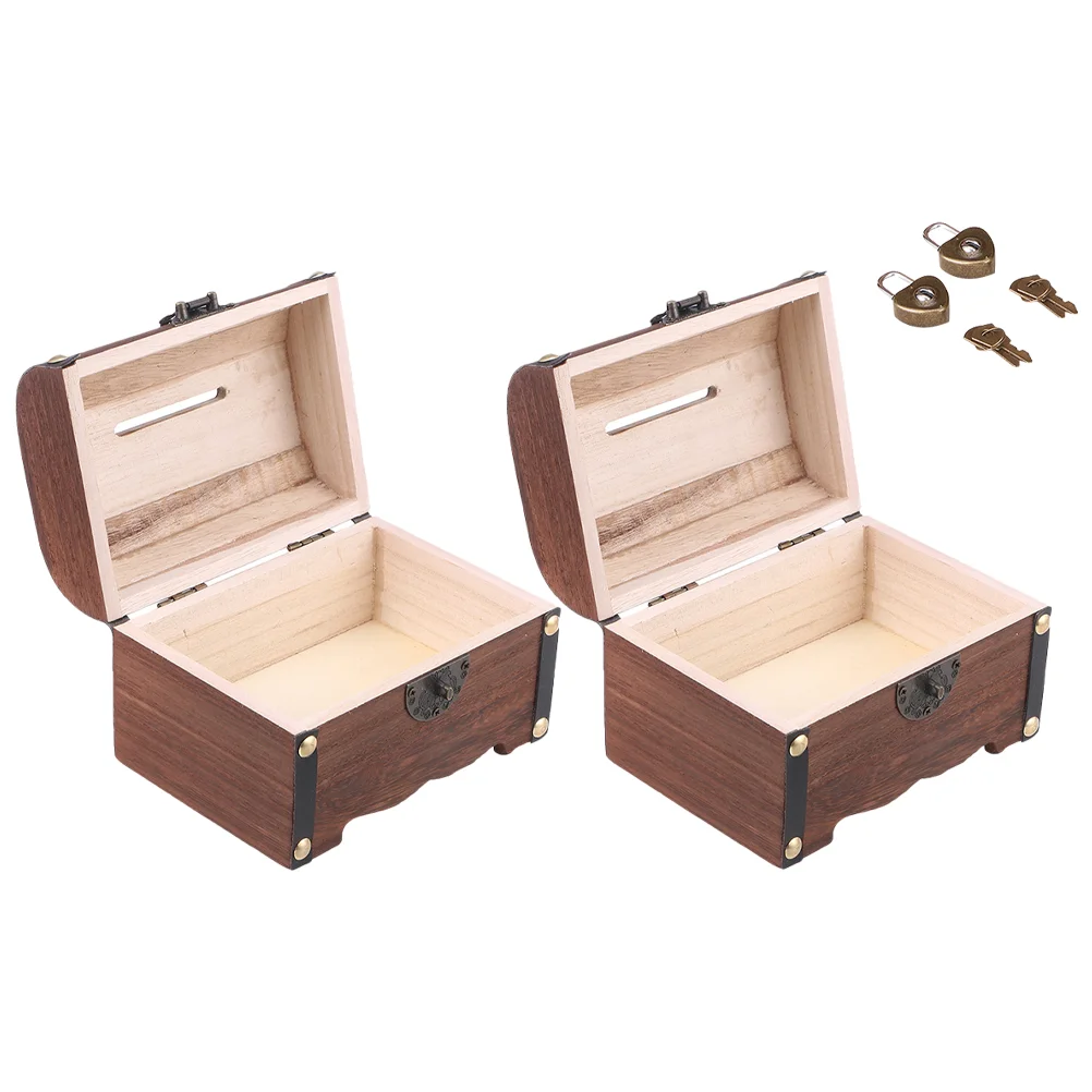 

Box Treasurebank Woodenlockpiggy Wood Kids Vintageboxes Money Storage Keyjewelry Large Casekid Cashorganizer Prizes Pirate Small