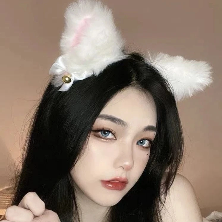 Кошачьи уши Горничная косплей костюм комплект Плюшевые Уши колокольчик повязка