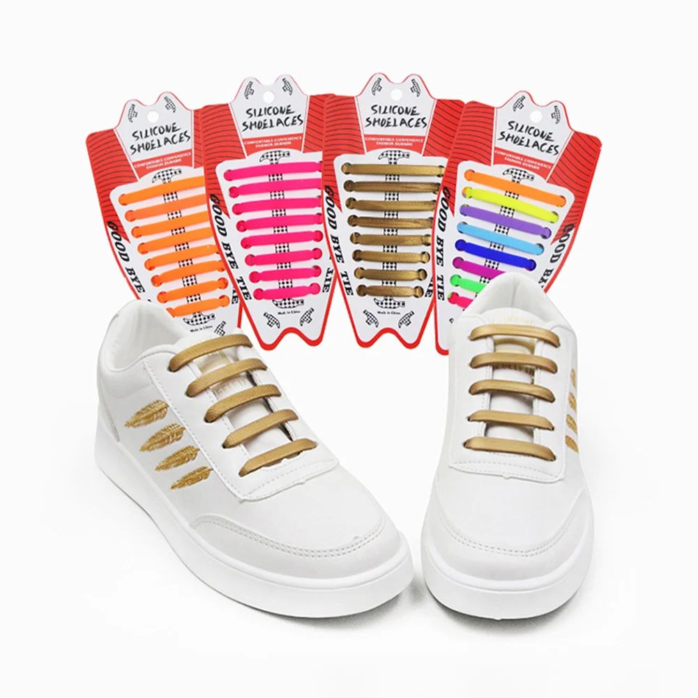 

16pcs/lot Silicone Shoelaces No tie Elastic Shoe Laces Special Shoestrings for Kid/Adult Lacing Rubber Sneakers Shoe Lace