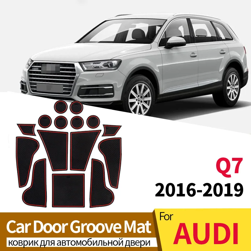 

For AUDI Q7 2016 To 2019 Anti-Slip Gate Slot Cup Mat Door Groove Non-slip Pad Interior Car-styling Accessories