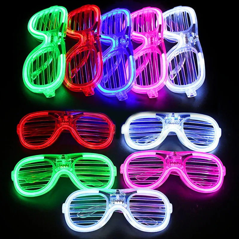

LED Blinds Glasses Neon Party Flashing Glasses Luminous Light Up Sunglasses Costume Christmas Decor Fluorescent Glow Photo Props