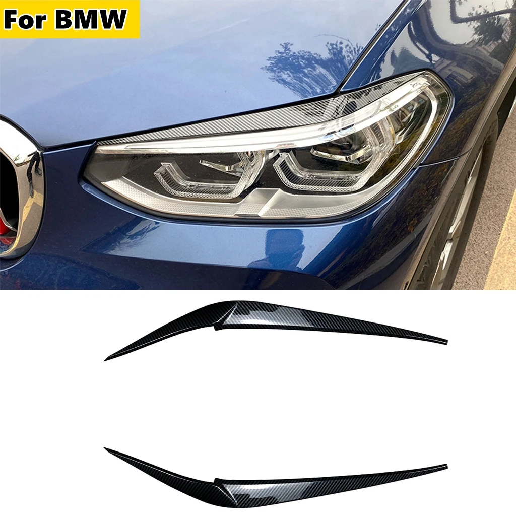 

1 пара автомобильных передних фар, накладки на веки для бровей, Обложка для BMW X3 X4 G01 G02 2018 + Автомобильные наклейки, накладки на веки