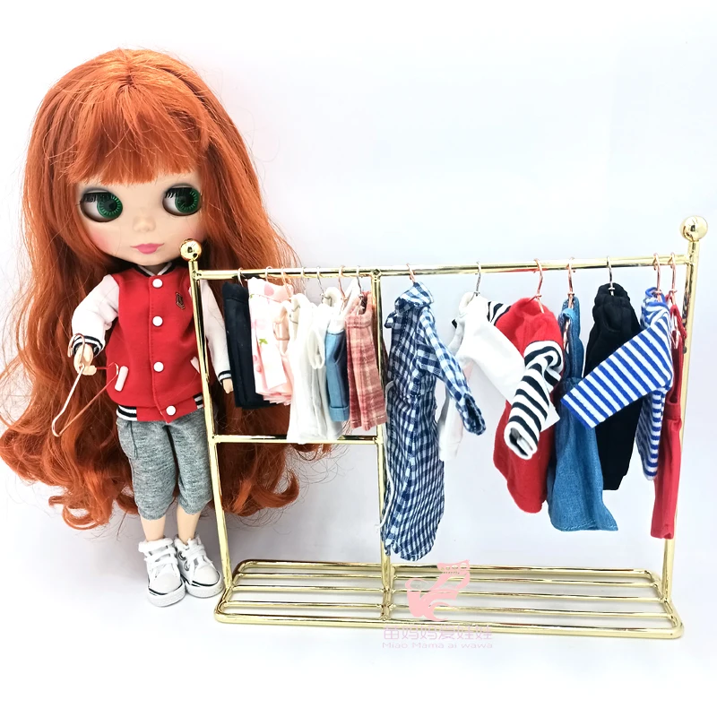 

1:3 1:4 1:6 1:8 BJD Doll Metal Clothes Rack Hangers For Barbie Blythe Doll Ob11 Accessories